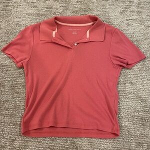 american eagle, small, pink button down collard shirt